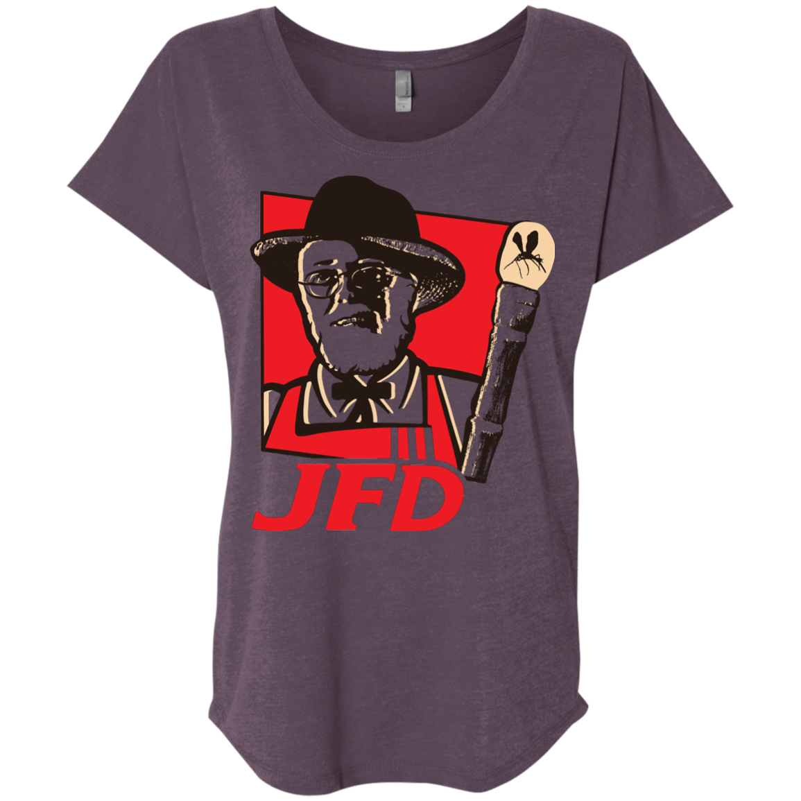 T-Shirts Vintage Purple / X-Small Jurassic Fried Dinosaur Triblend Dolman Sleeve