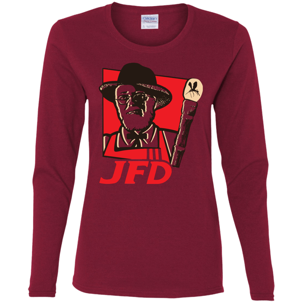 T-Shirts Cardinal / S Jurassic Fried Dinosaur Women's Long Sleeve T-Shirt