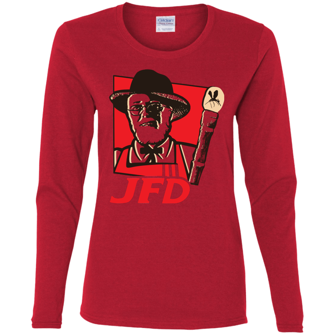 T-Shirts Red / S Jurassic Fried Dinosaur Women's Long Sleeve T-Shirt
