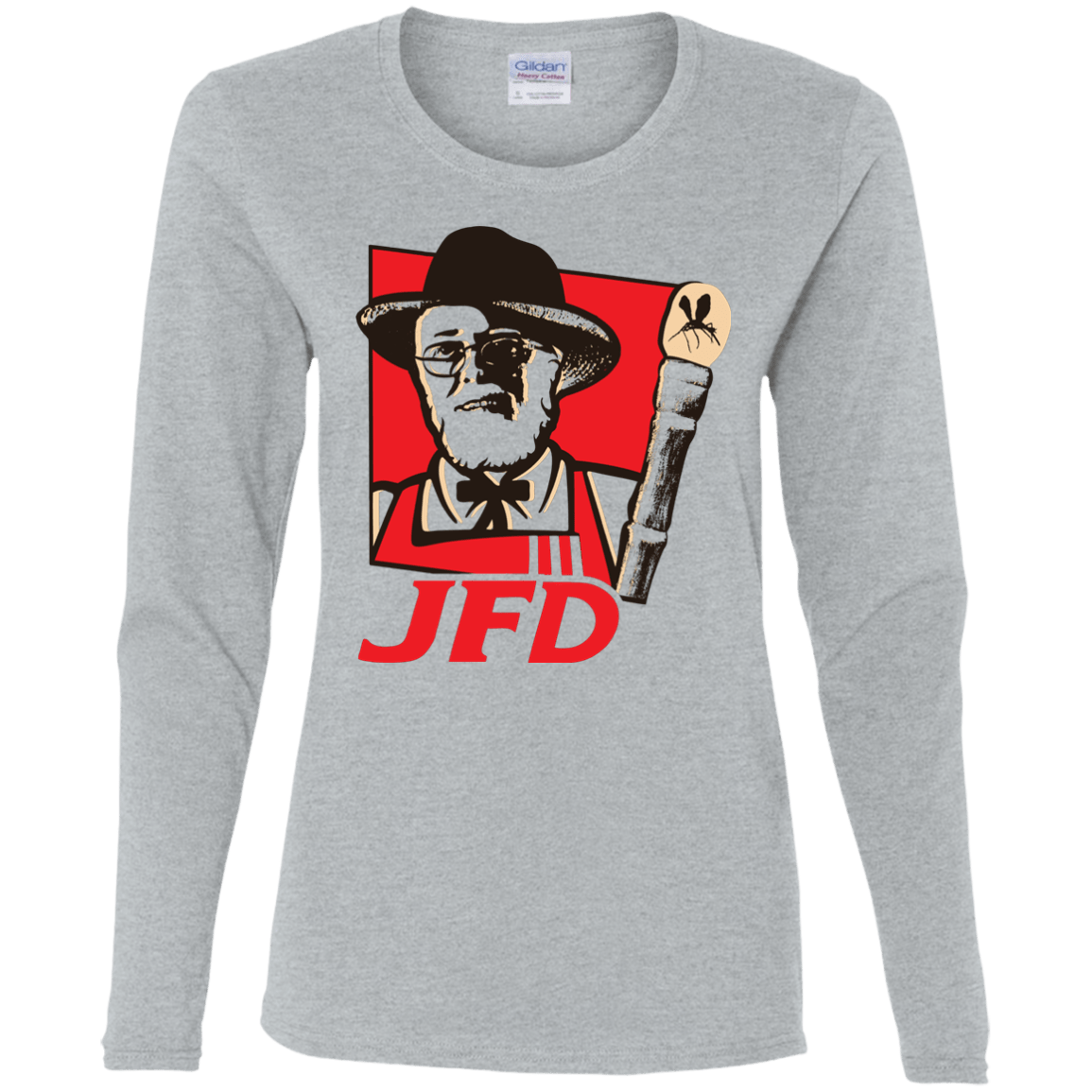 T-Shirts Sport Grey / S Jurassic Fried Dinosaur Women's Long Sleeve T-Shirt