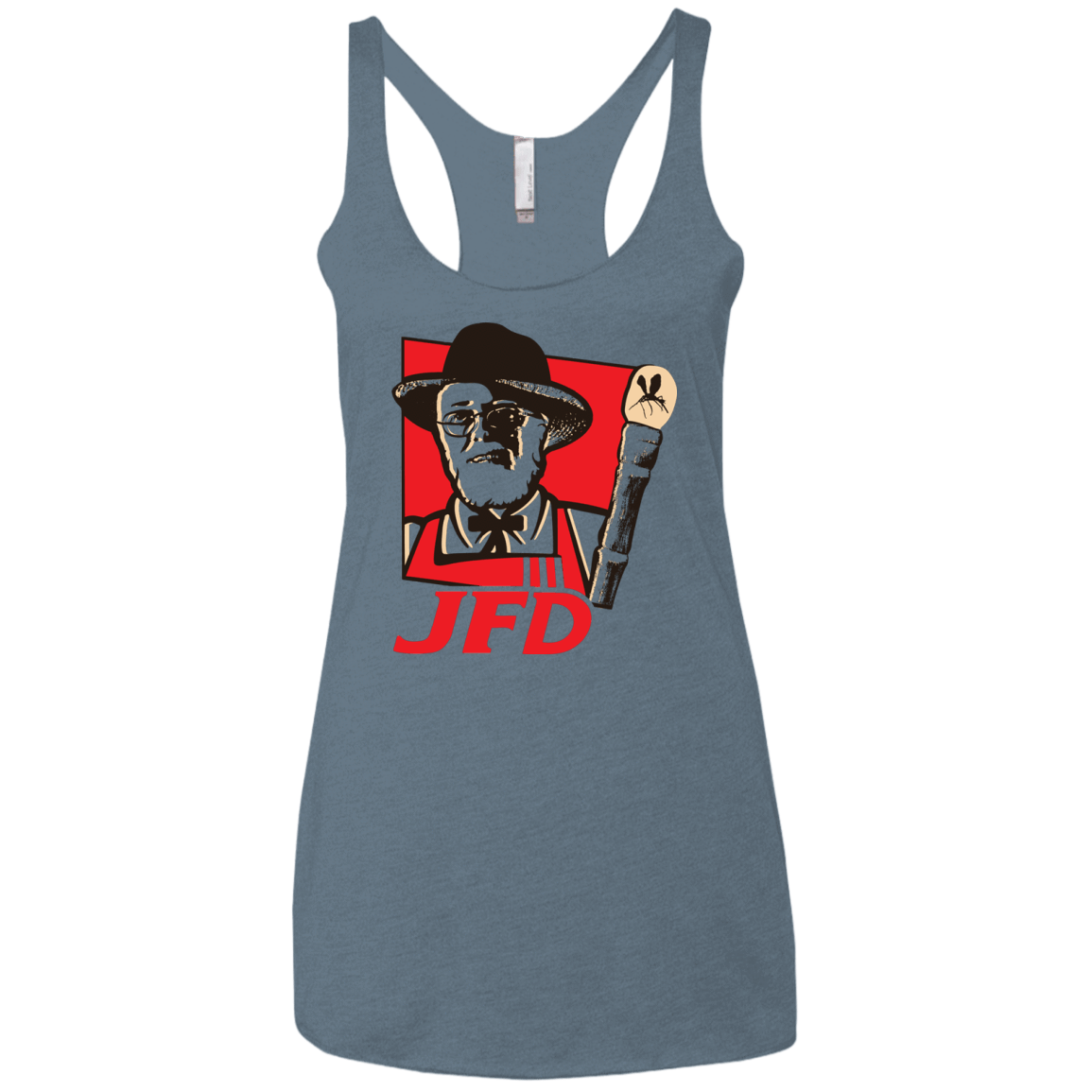 T-Shirts Indigo / X-Small Jurassic Fried Dinosaur Women's Triblend Racerback Tank
