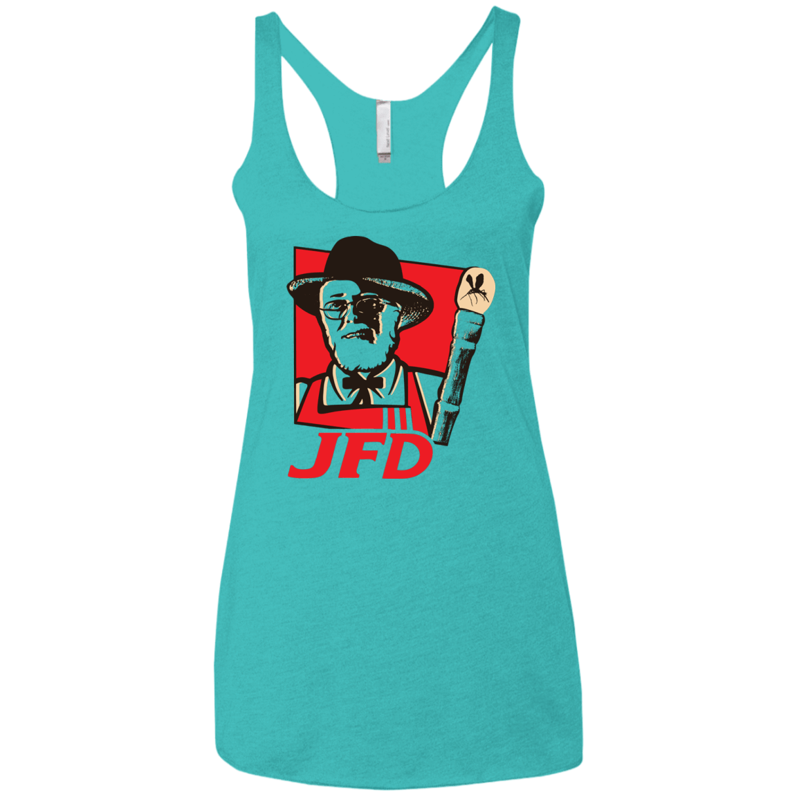 T-Shirts Tahiti Blue / X-Small Jurassic Fried Dinosaur Women's Triblend Racerback Tank