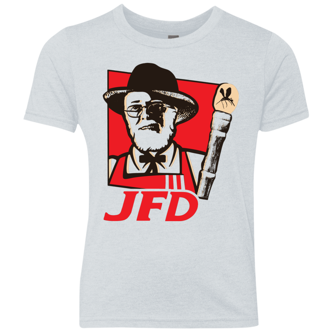 T-Shirts Heather White / YXS Jurassic Fried Dinosaur Youth Triblend T-Shirt