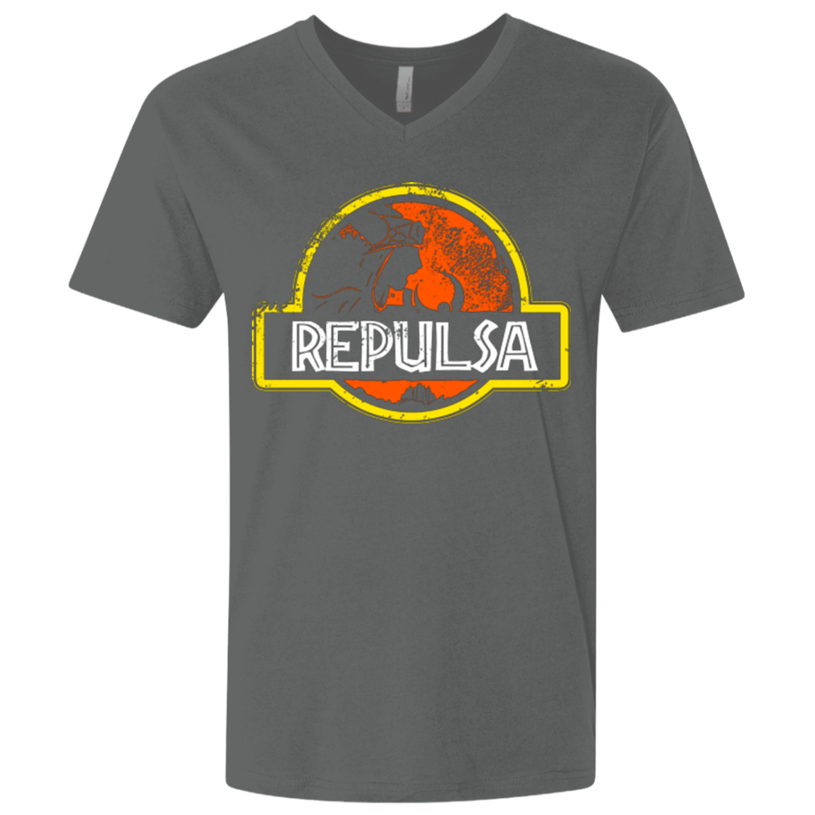 T-Shirts Heavy Metal / X-Small Jurassic Power Evil Men's Premium V-Neck