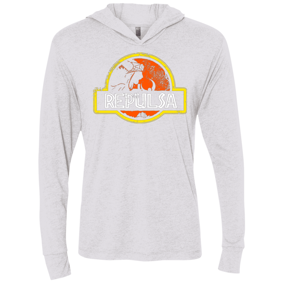 T-Shirts Heather White / X-Small Jurassic Power Evil Triblend Long Sleeve Hoodie Tee