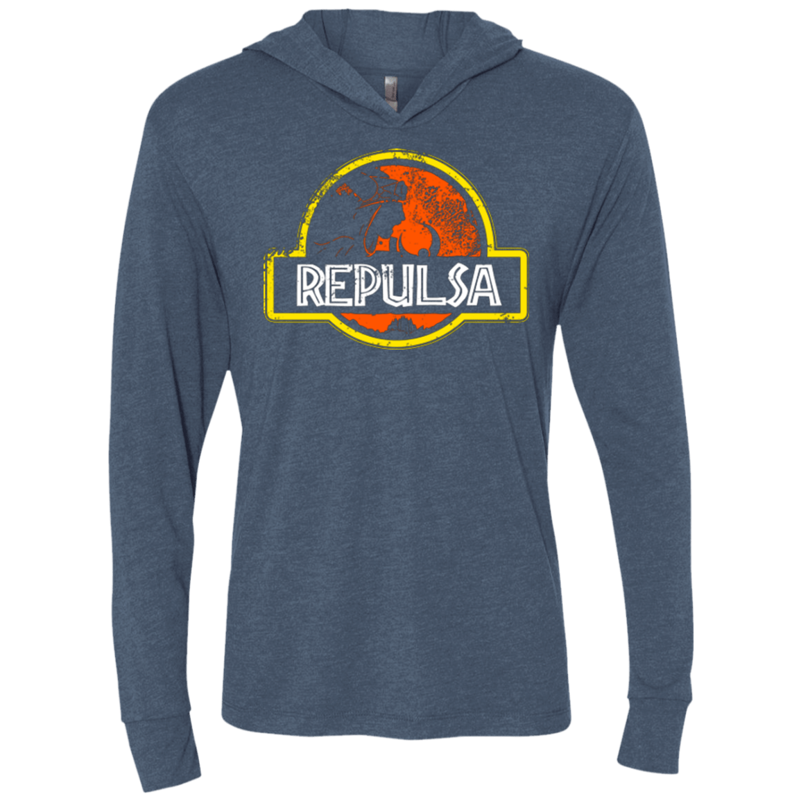 T-Shirts Indigo / X-Small Jurassic Power Evil Triblend Long Sleeve Hoodie Tee