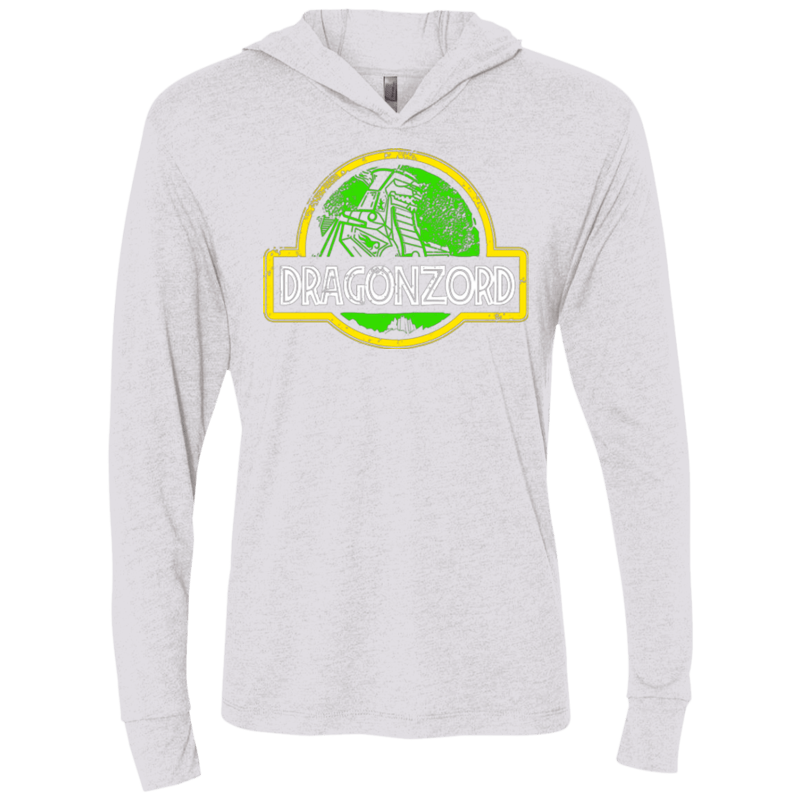 T-Shirts Heather White / X-Small Jurassic Power Green Triblend Long Sleeve Hoodie Tee