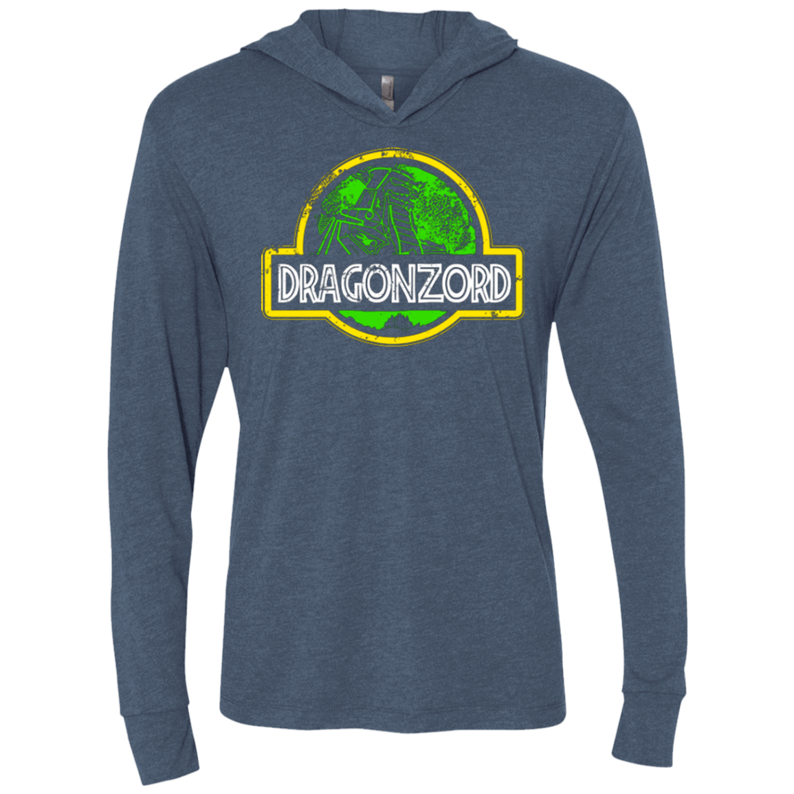 T-Shirts Indigo / X-Small Jurassic Power Green Triblend Long Sleeve Hoodie Tee