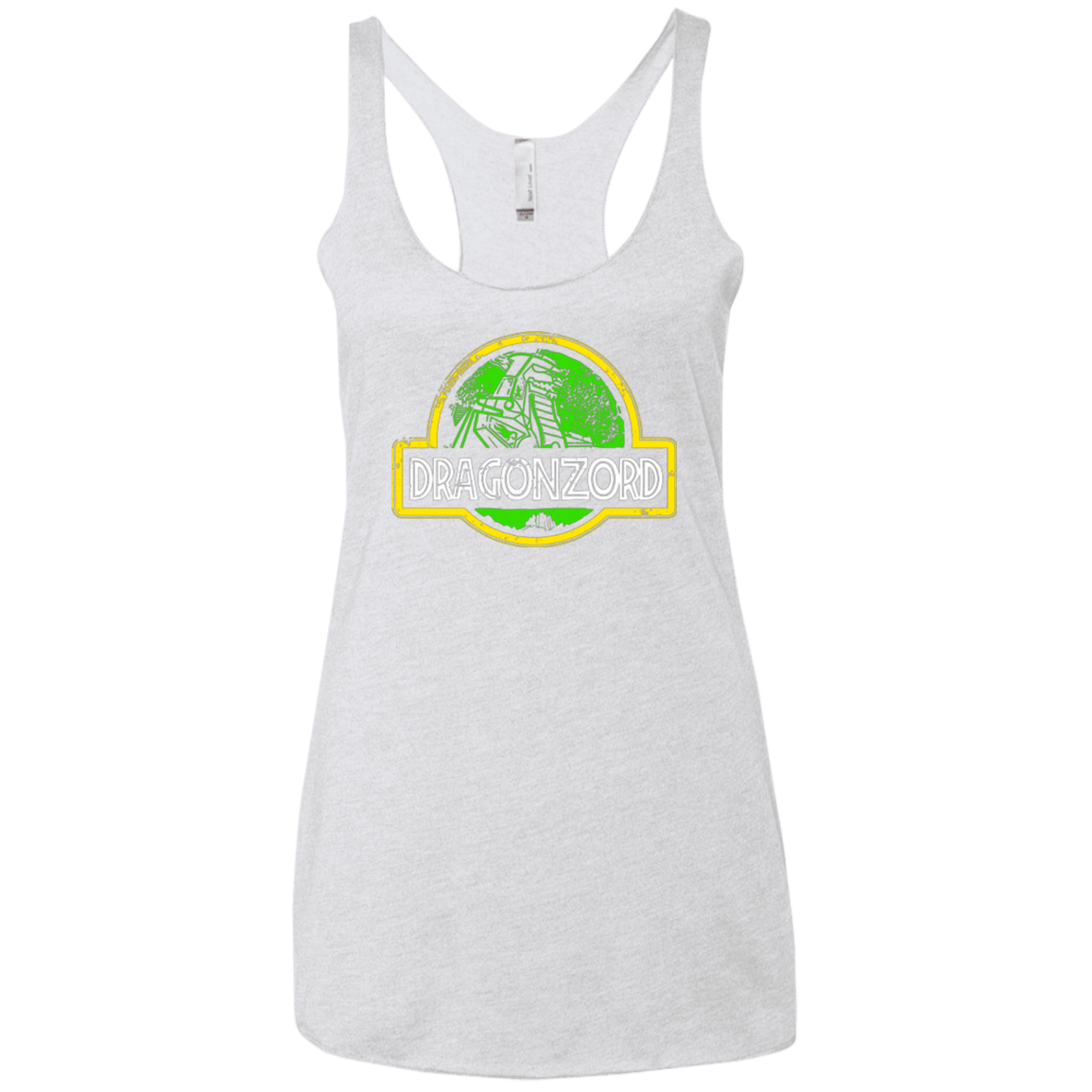 T-Shirts Heather White / X-Small Jurassic Power Green Women's Triblend Racerback Tank