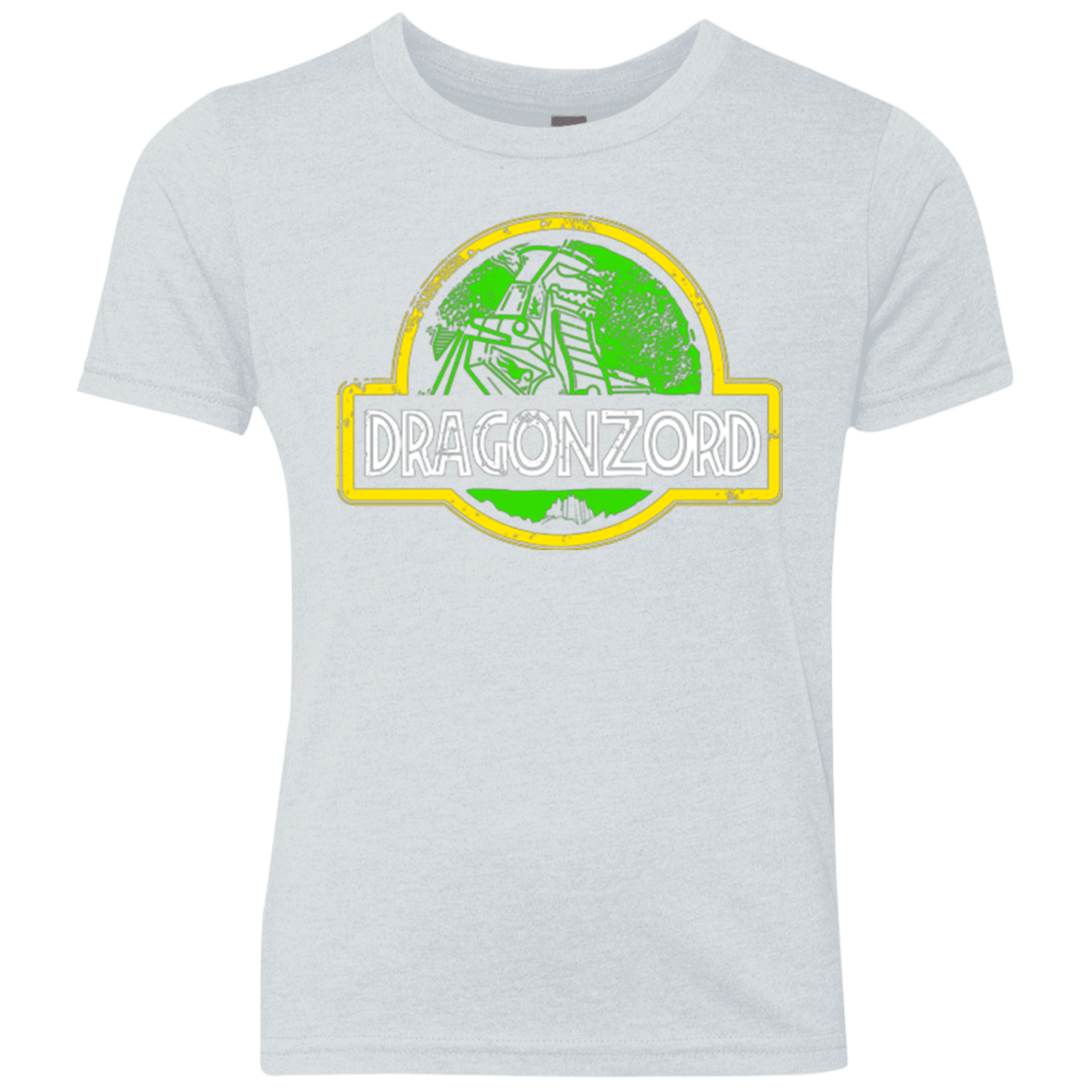 T-Shirts Heather White / YXS Jurassic Power Green Youth Triblend T-Shirt