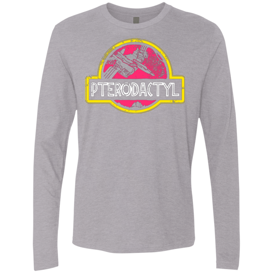 T-Shirts Heather Grey / Small Jurassic Power Pink Men's Premium Long Sleeve