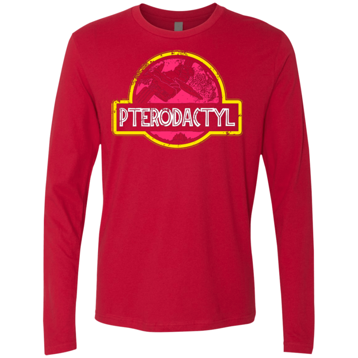 T-Shirts Red / Small Jurassic Power Pink Men's Premium Long Sleeve