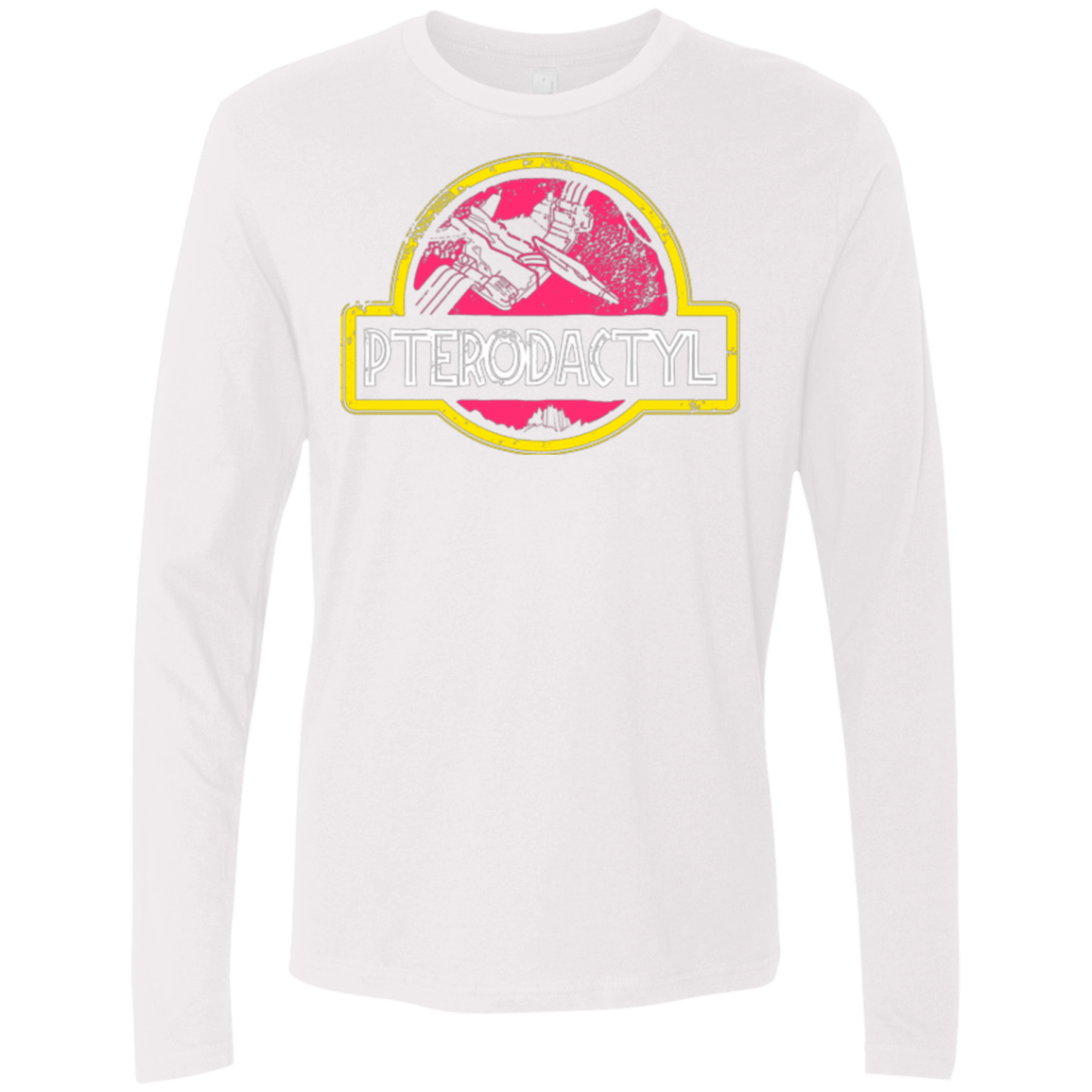 T-Shirts White / Small Jurassic Power Pink Men's Premium Long Sleeve