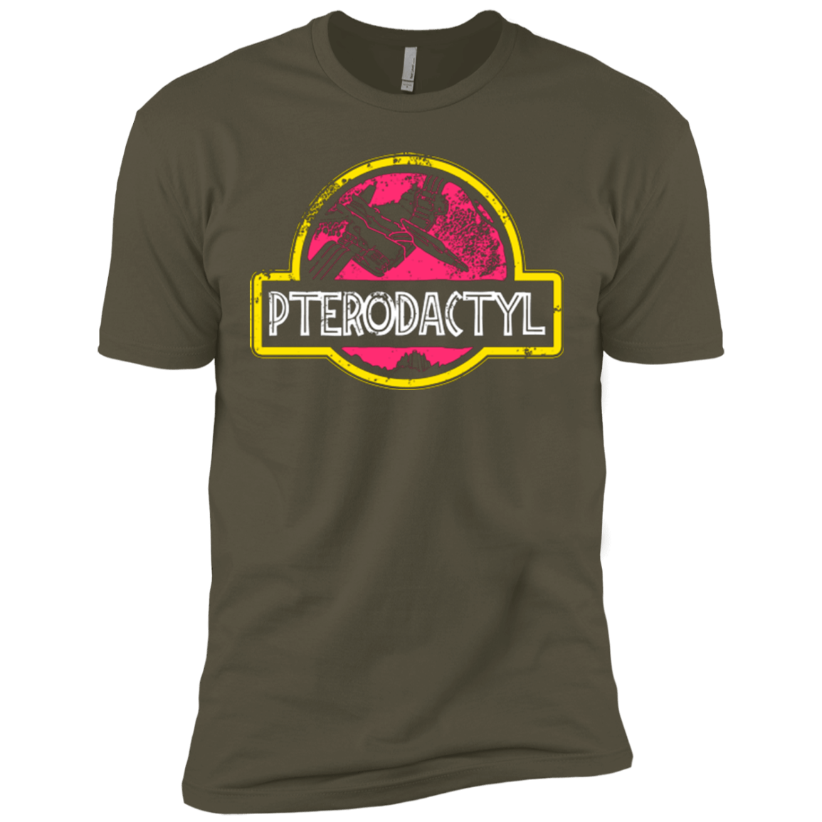 T-Shirts Military Green / X-Small Jurassic Power Pink Men's Premium T-Shirt