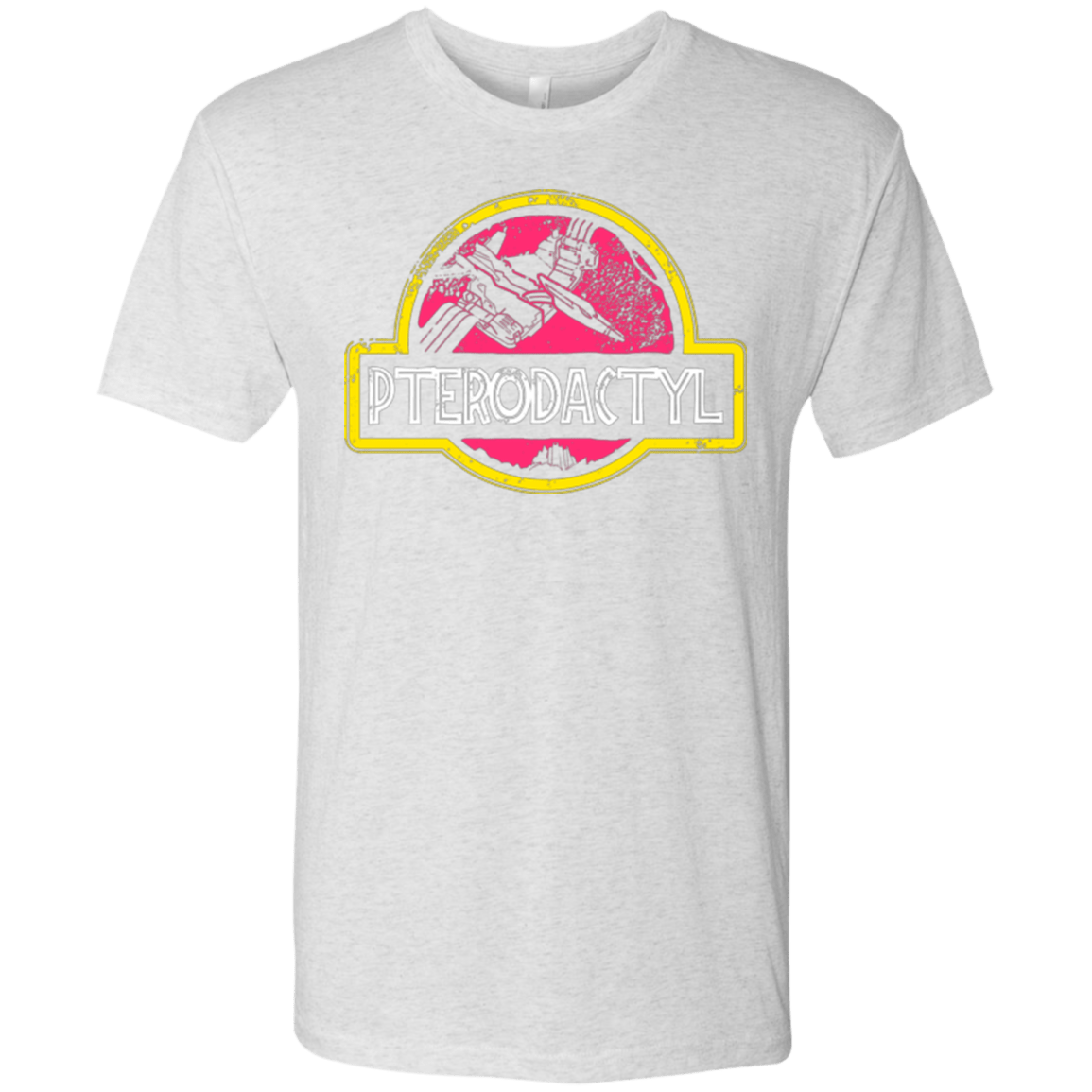 T-Shirts Heather White / Small Jurassic Power Pink Men's Triblend T-Shirt