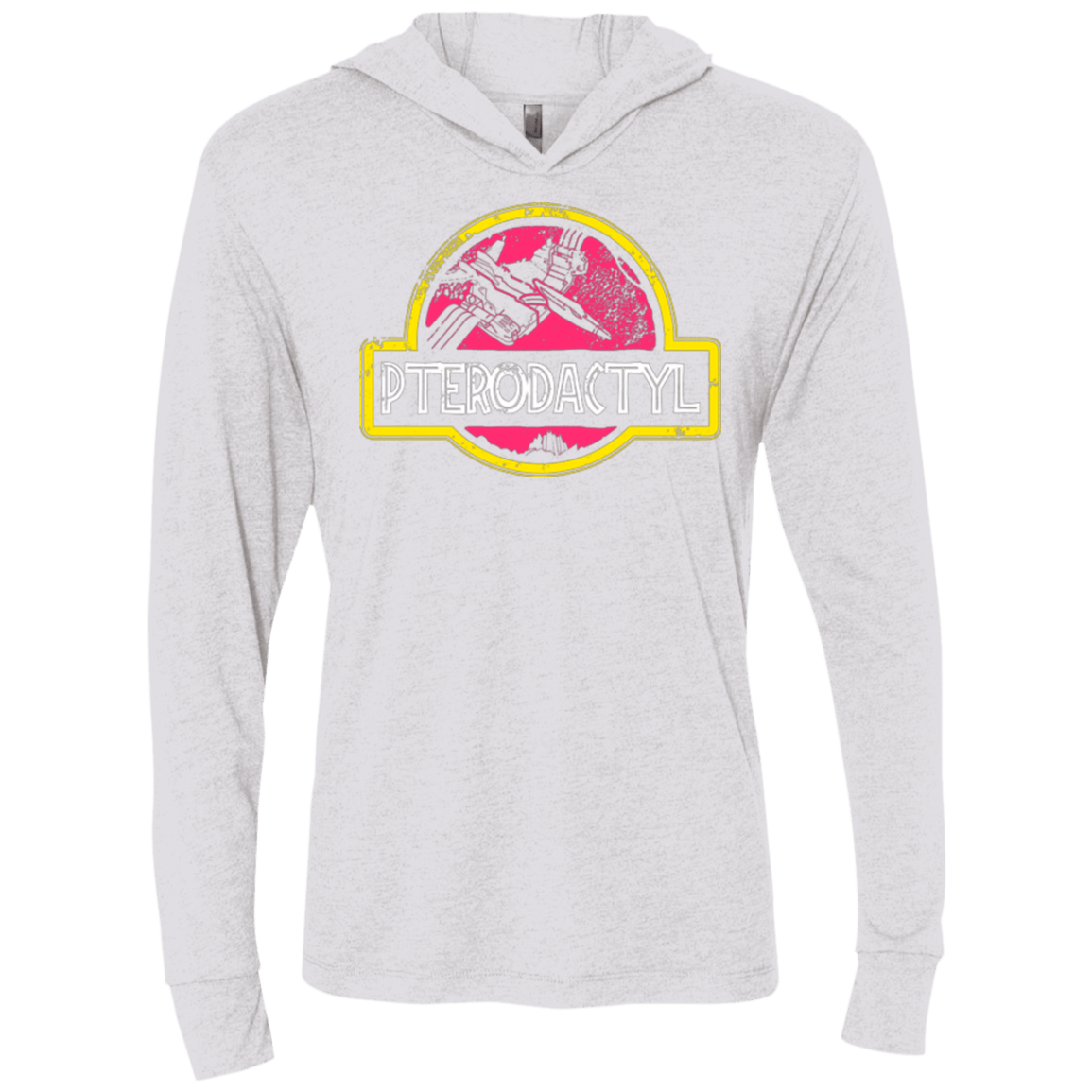 T-Shirts Heather White / X-Small Jurassic Power Pink Triblend Long Sleeve Hoodie Tee