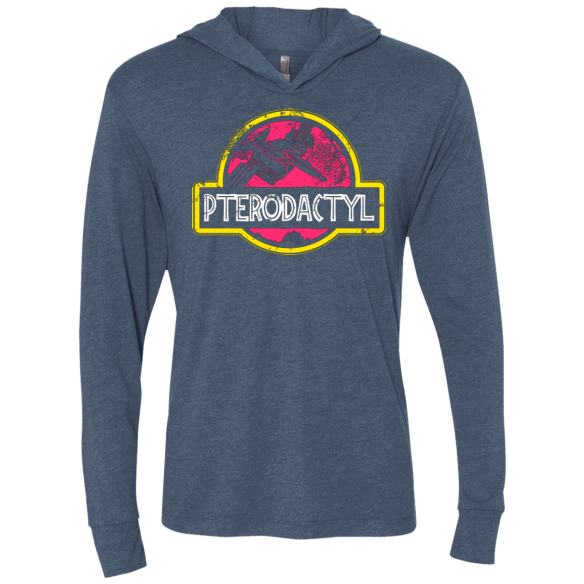 T-Shirts Indigo / X-Small Jurassic Power Pink Triblend Long Sleeve Hoodie Tee