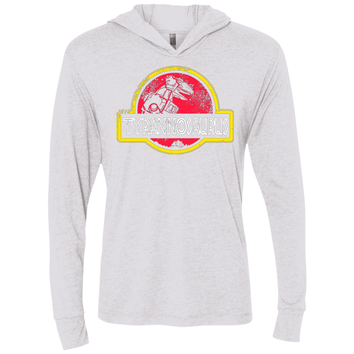 T-Shirts Heather White / X-Small Jurassic Power Red Triblend Long Sleeve Hoodie Tee