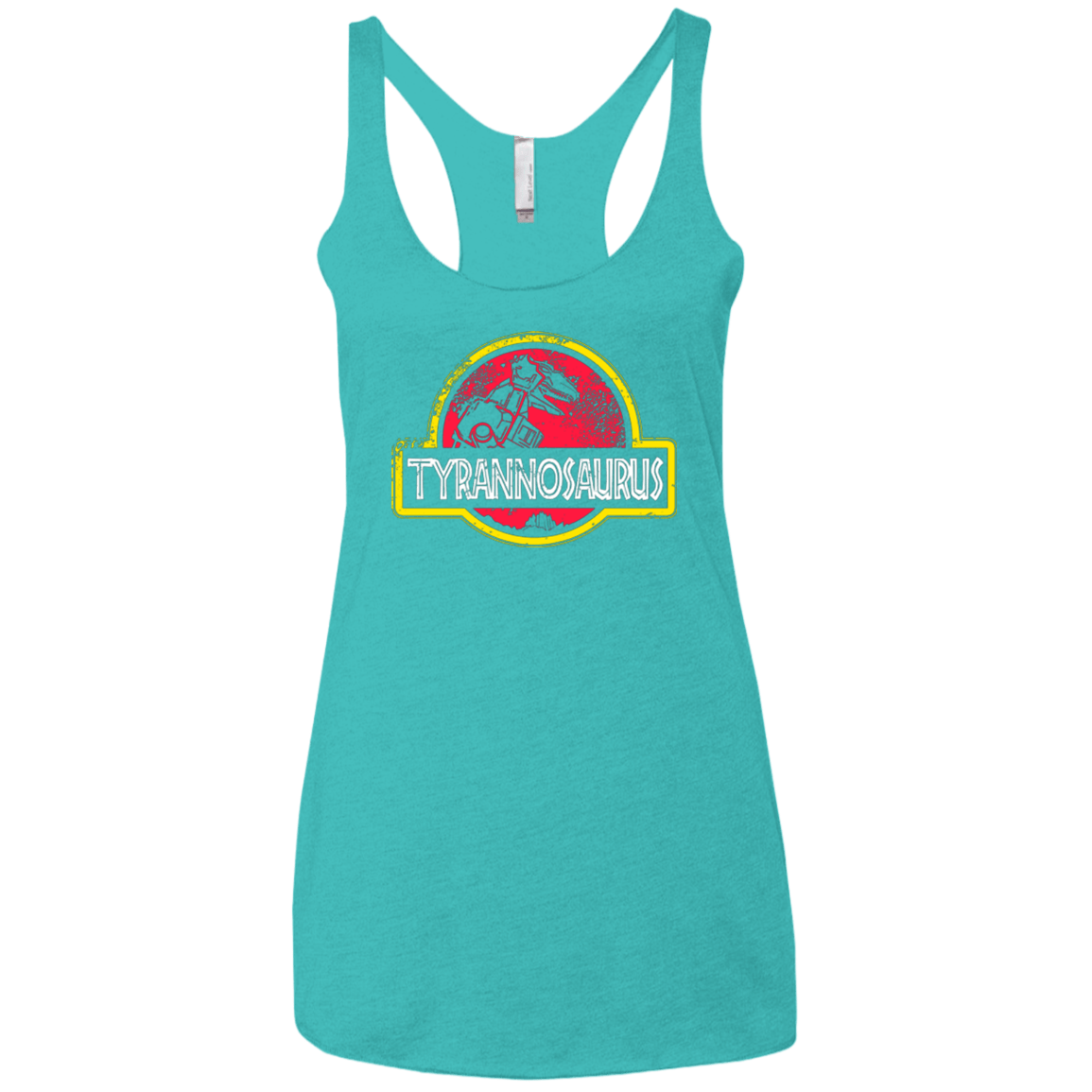 T-Shirts Tahiti Blue / X-Small Jurassic Power Red Women's Triblend Racerback Tank