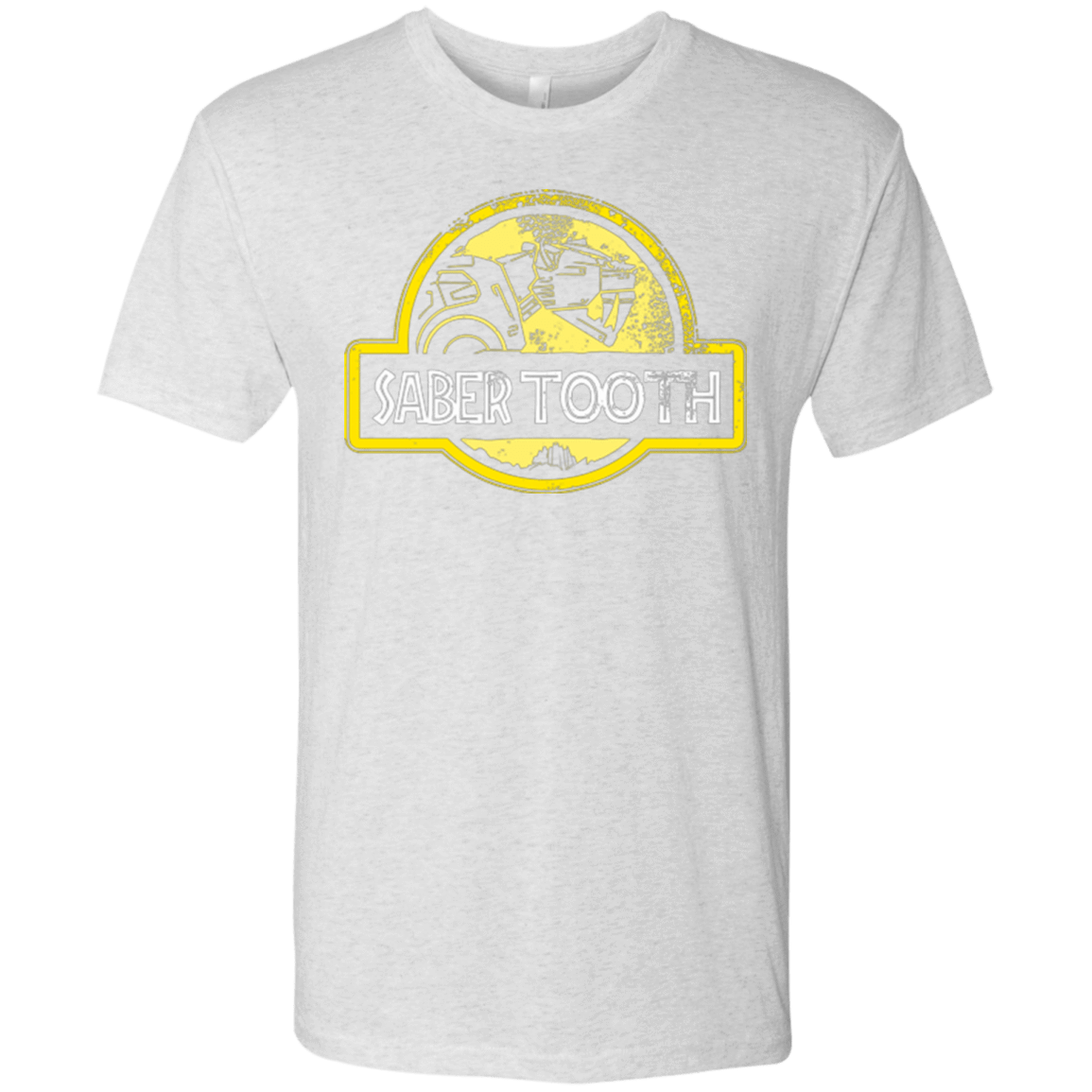 T-Shirts Heather White / Small Jurassic Power Yellow Men's Triblend T-Shirt