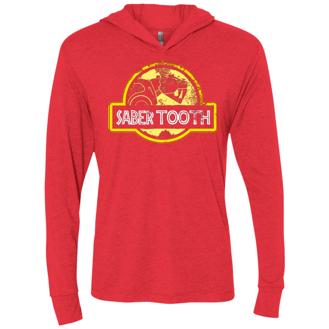 T-Shirts Vintage Red / X-Small Jurassic Power Yellow Triblend Long Sleeve Hoodie Tee