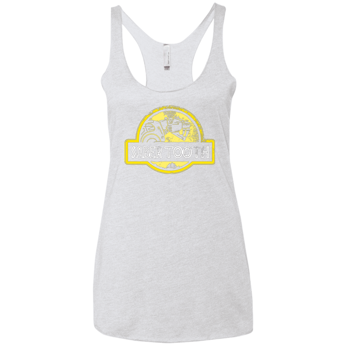 T-Shirts Heather White / X-Small Jurassic Power Yellow Women's Triblend Racerback Tank