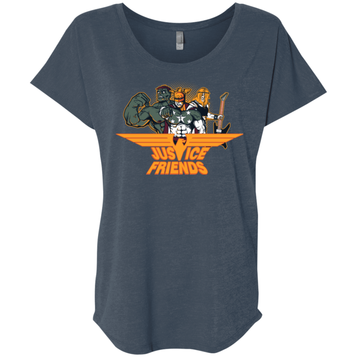 T-Shirts Indigo / X-Small Justice Friends Triblend Dolman Sleeve