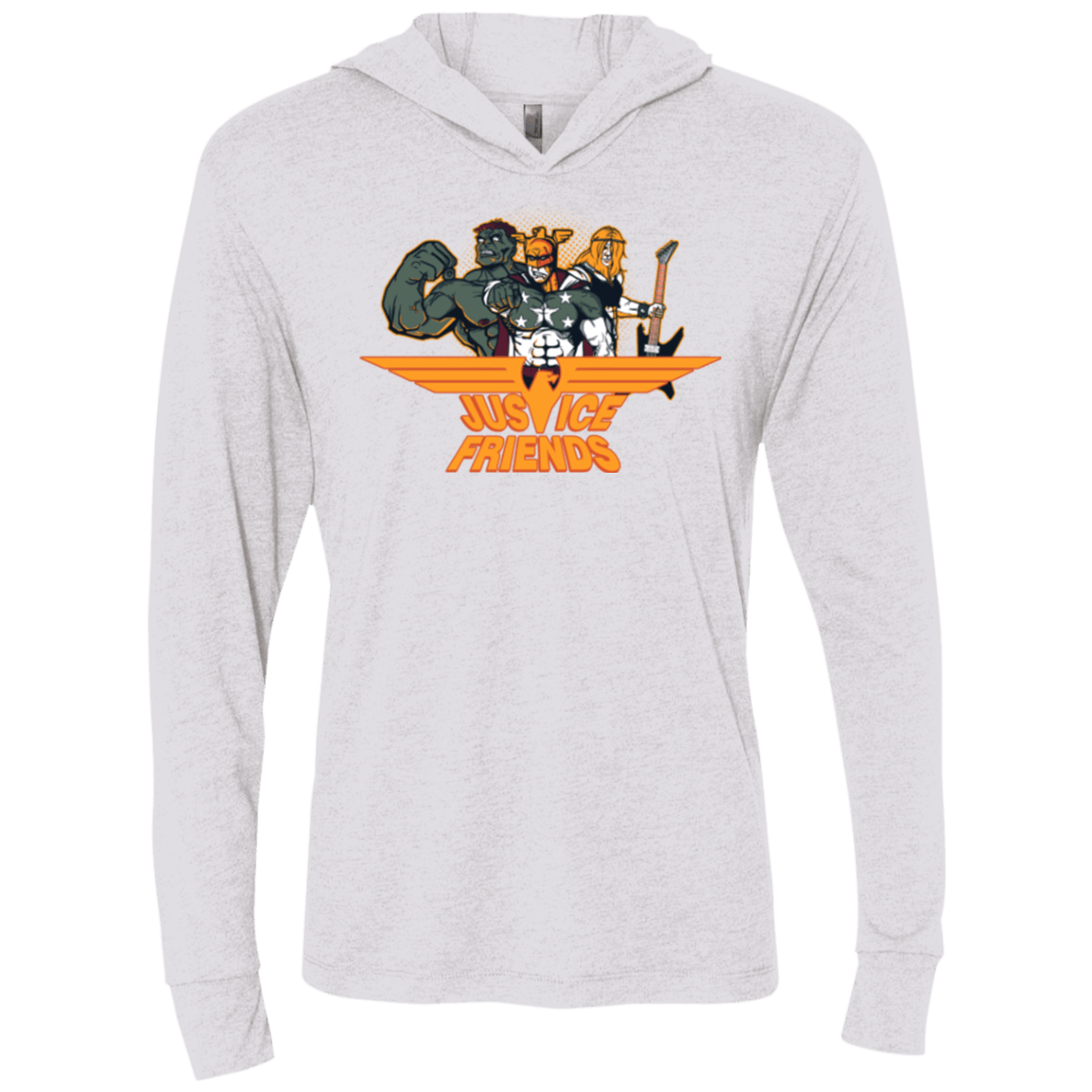 T-Shirts Heather White / X-Small Justice Friends Triblend Long Sleeve Hoodie Tee