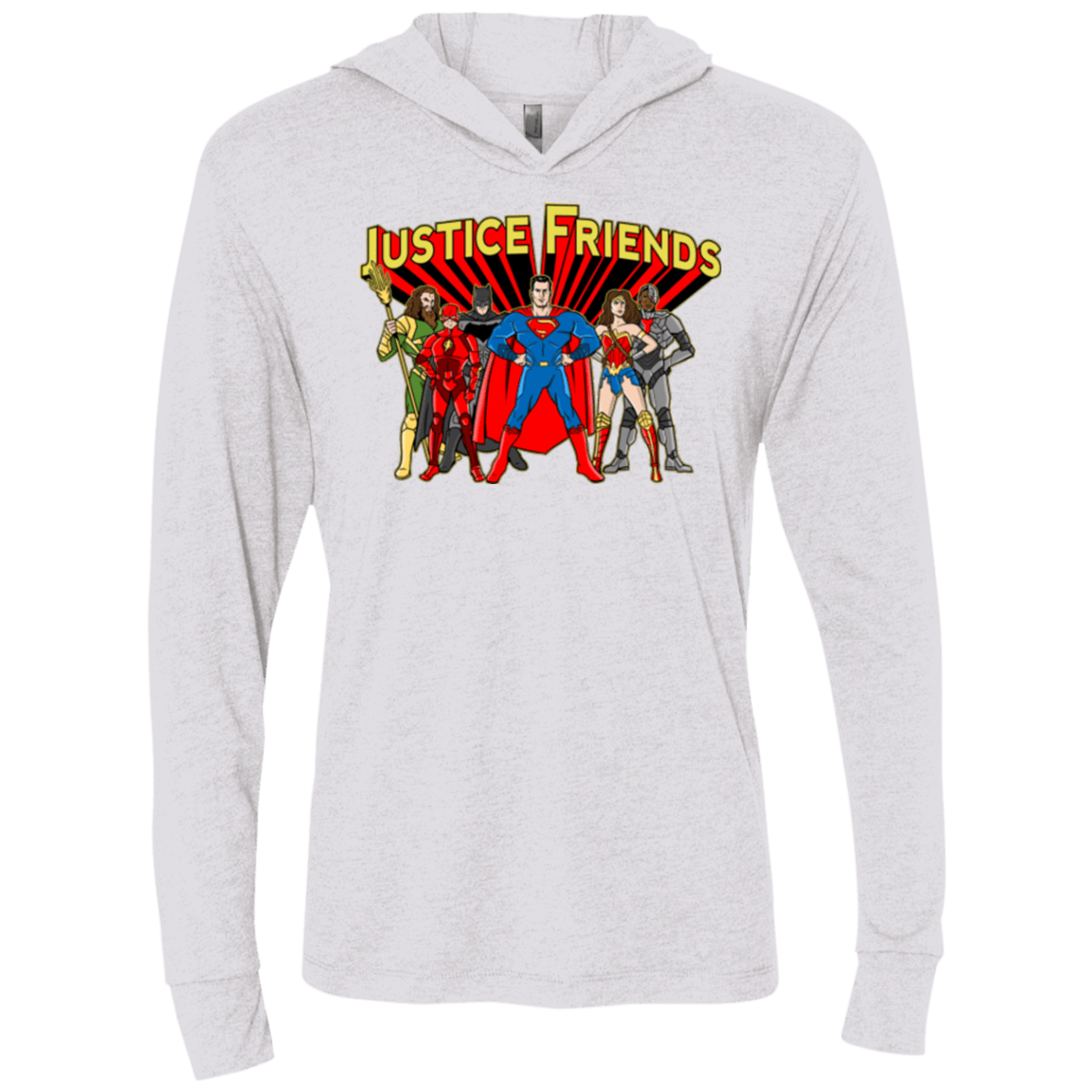 T-Shirts Heather White / X-Small Justice Friends Triblend Long Sleeve Hoodie Tee