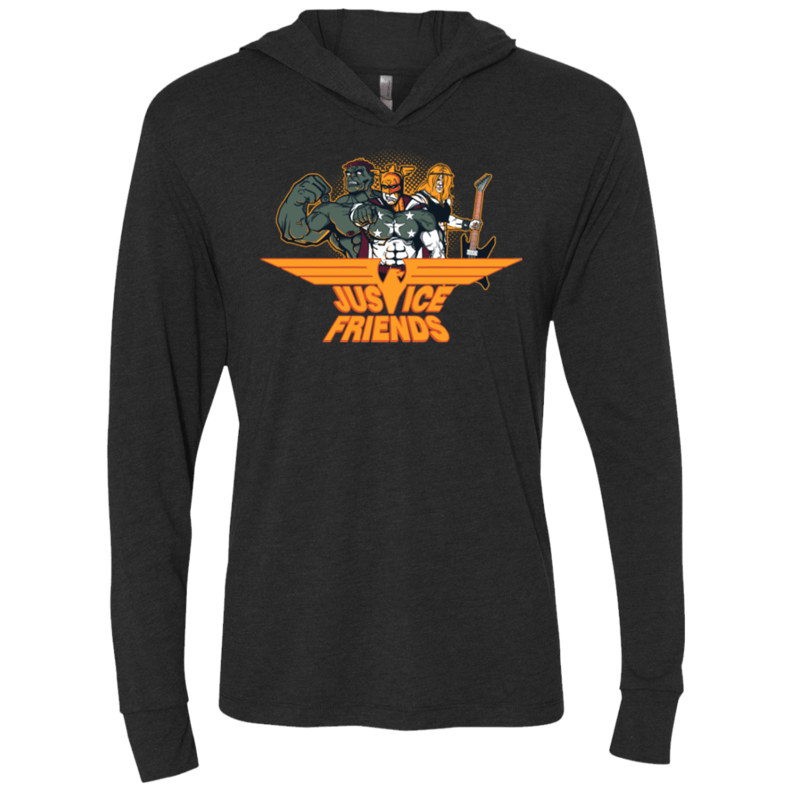 T-Shirts Vintage Black / X-Small Justice Friends Triblend Long Sleeve Hoodie Tee