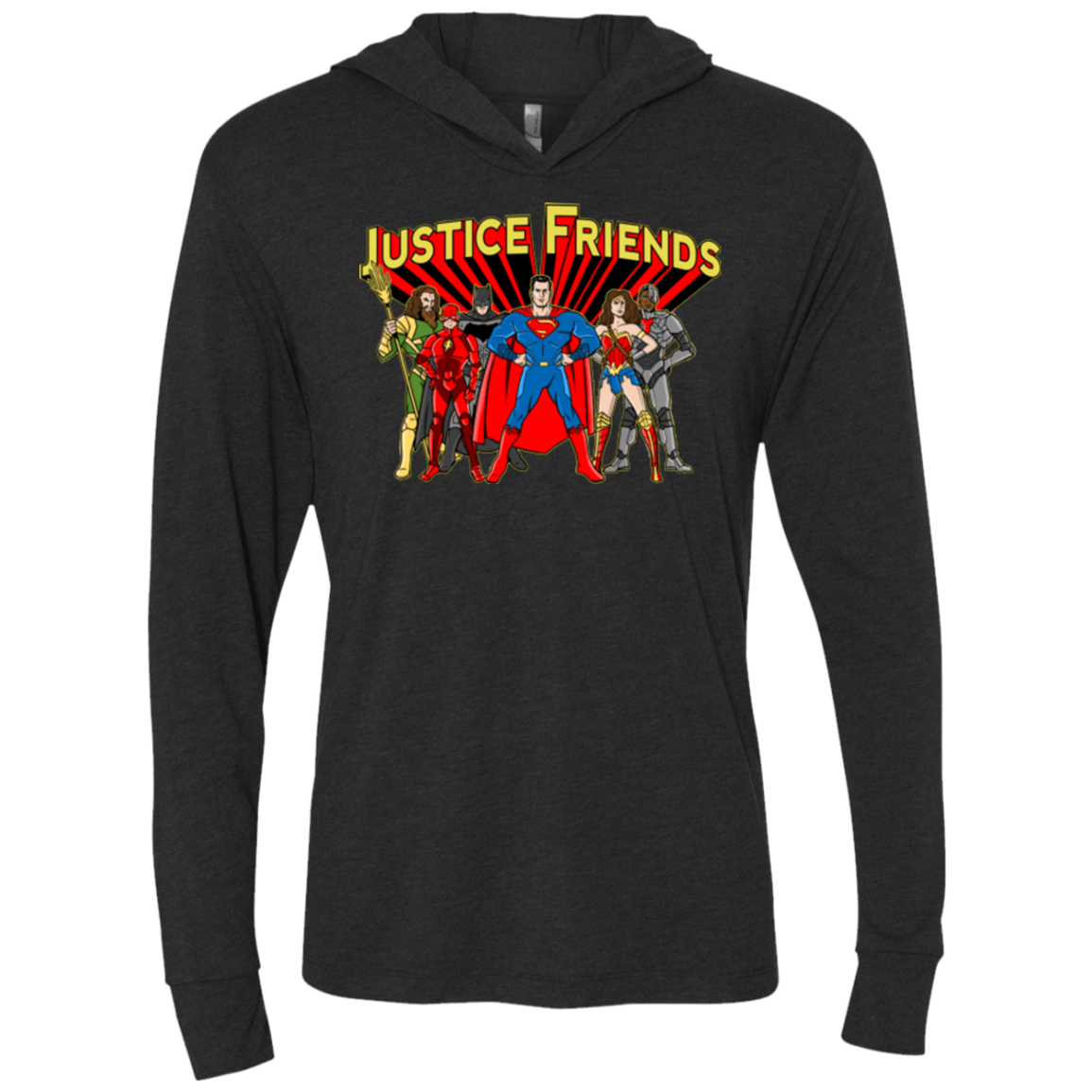 T-Shirts Vintage Black / X-Small Justice Friends Triblend Long Sleeve Hoodie Tee