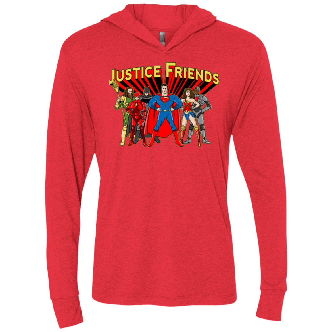 T-Shirts Vintage Red / X-Small Justice Friends Triblend Long Sleeve Hoodie Tee