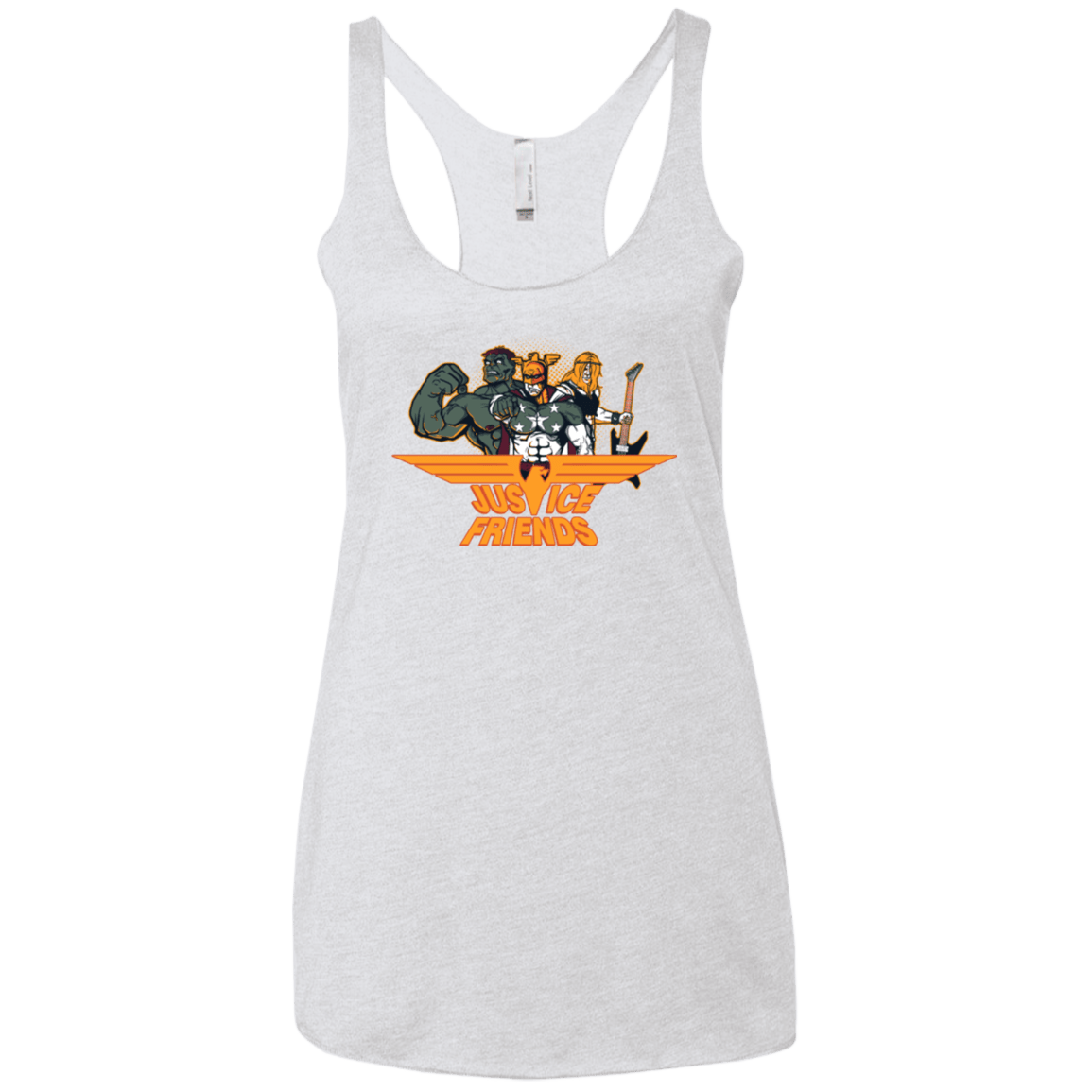 T-Shirts Heather White / X-Small Justice Friends Women's Triblend Racerback Tank