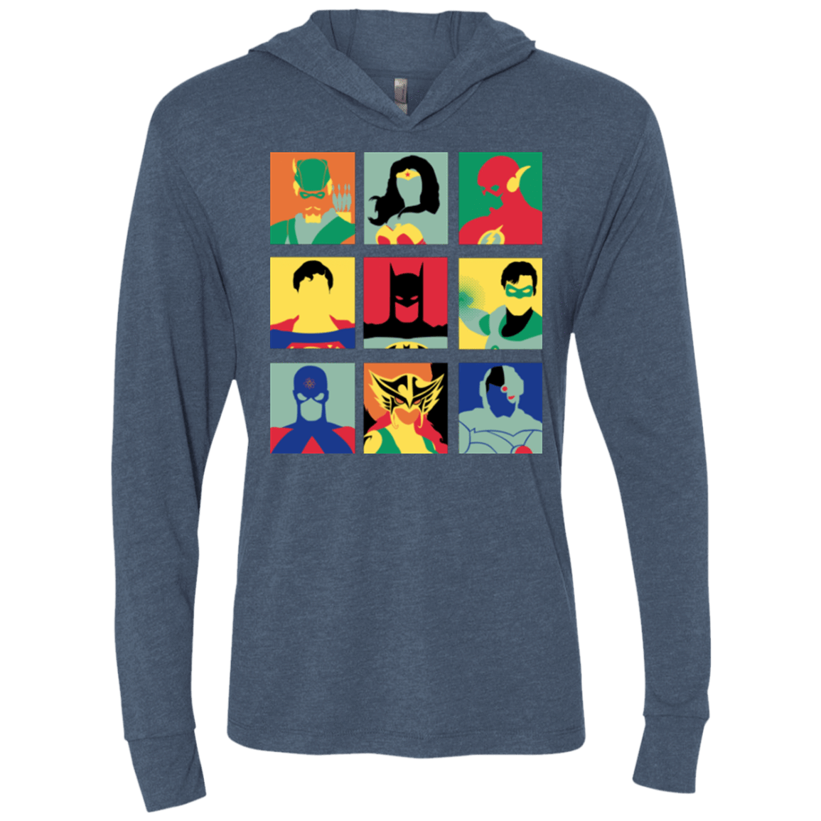 T-Shirts Indigo / X-Small Justice Pop Triblend Long Sleeve Hoodie Tee