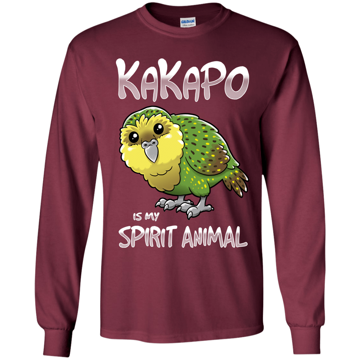 T-Shirts Maroon / YS Kakapo Spirit Animal Youth Long Sleeve T-Shirt