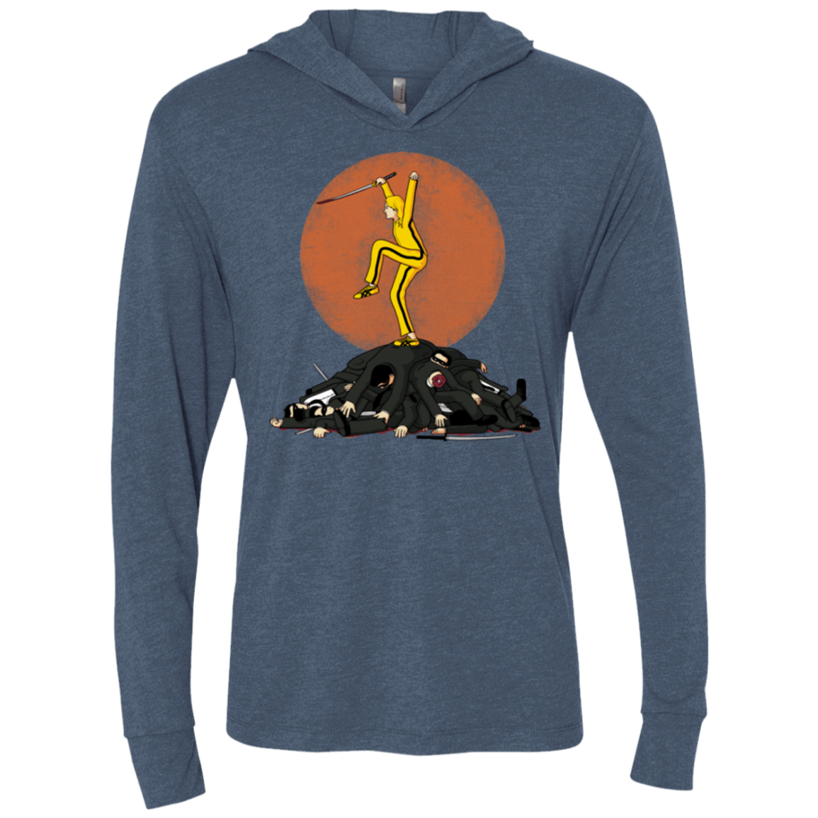 T-Shirts Indigo / X-Small Karate Bill Triblend Long Sleeve Hoodie Tee