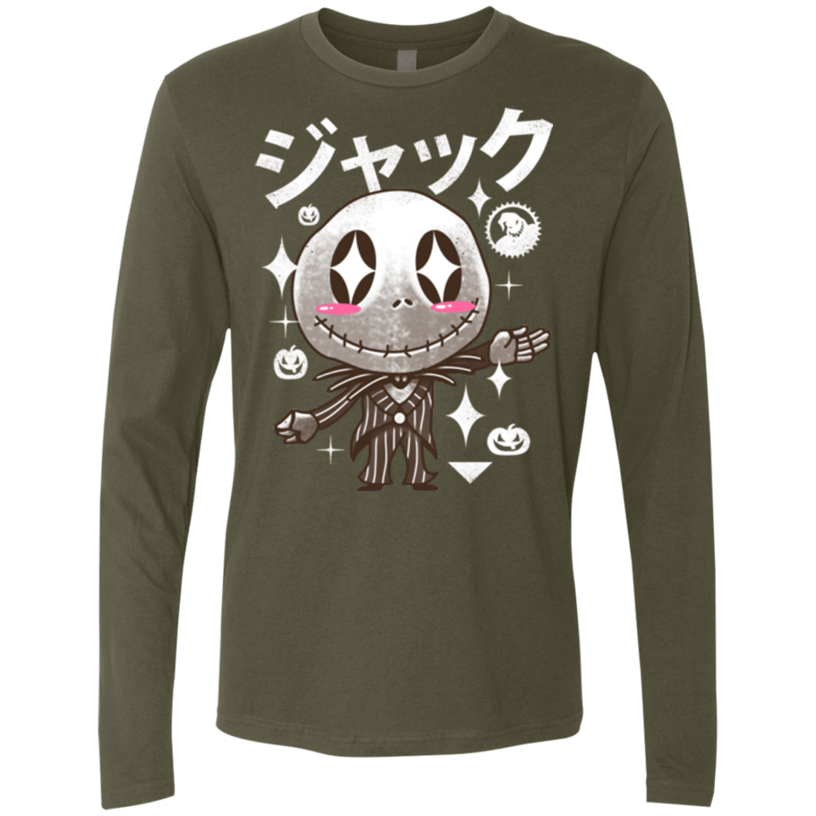 T-Shirts Military Green / Small Kawaii Before Christmas Men's Premium Long Sleeve