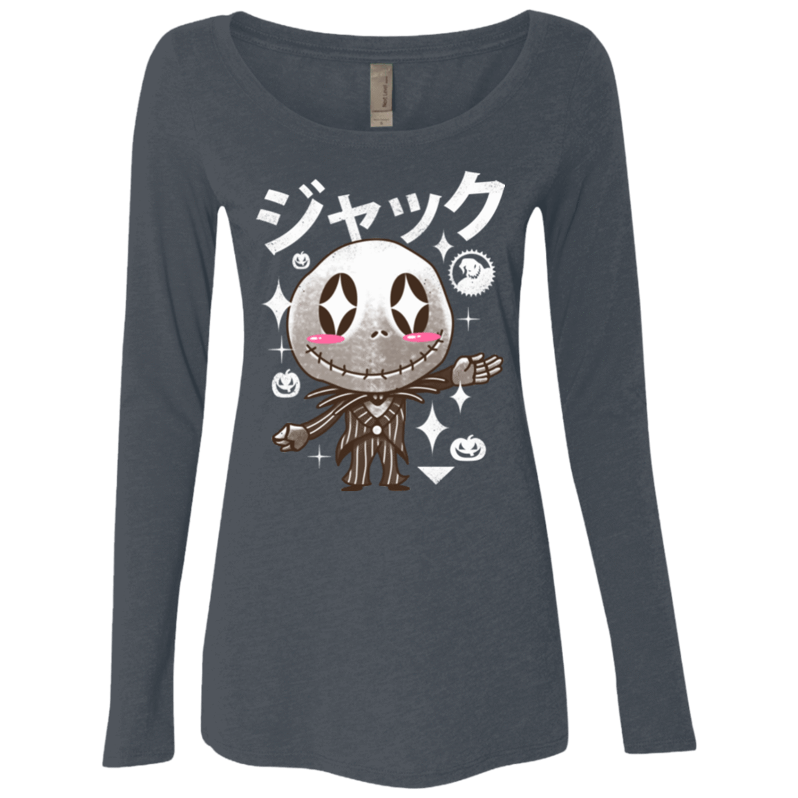 T-Shirts Vintage Navy / Small Kawaii Before Christmas Women's Triblend Long Sleeve Shirt
