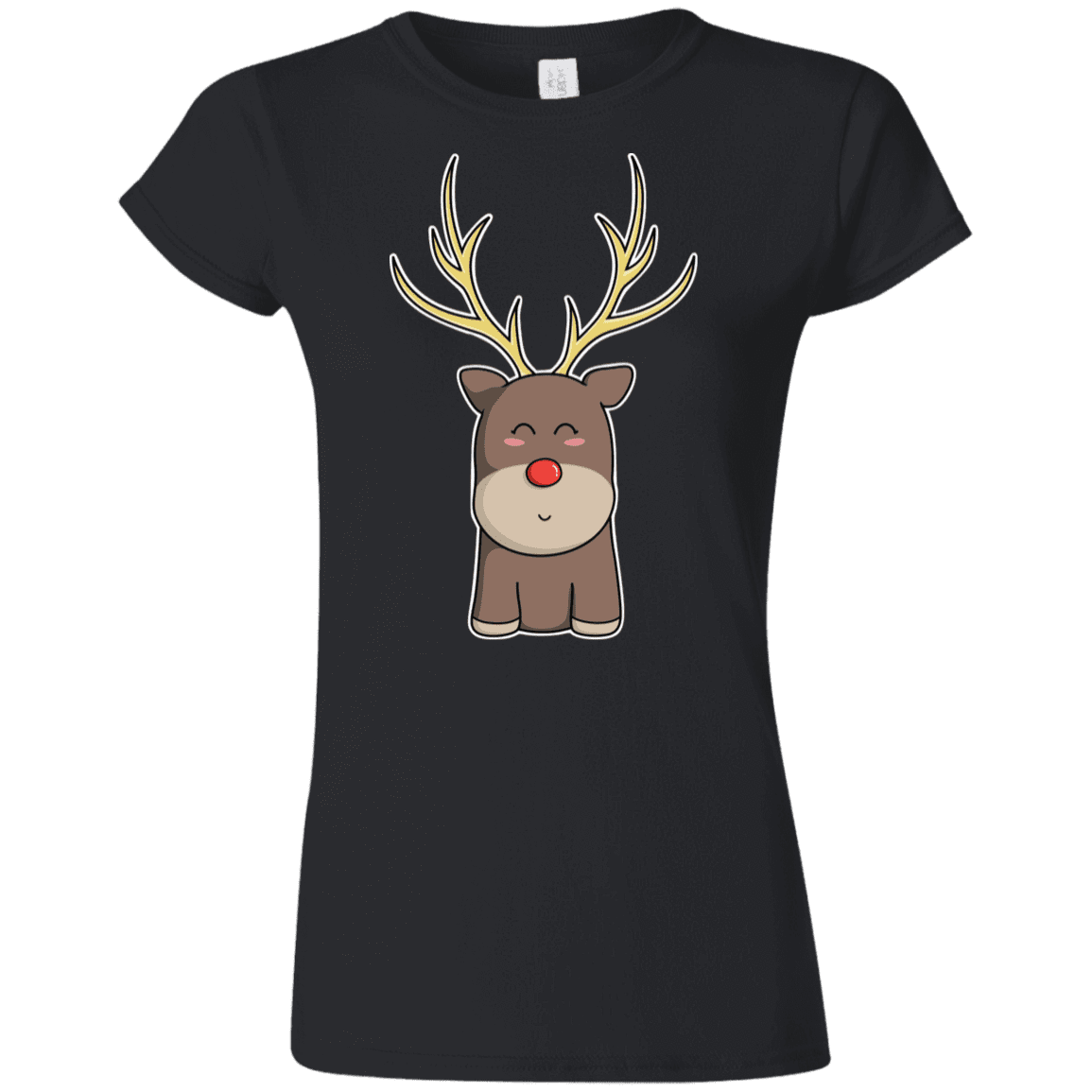 T-Shirts Black / S Kawaii Christmas Reindeer Junior Slimmer-Fit T-Shirt