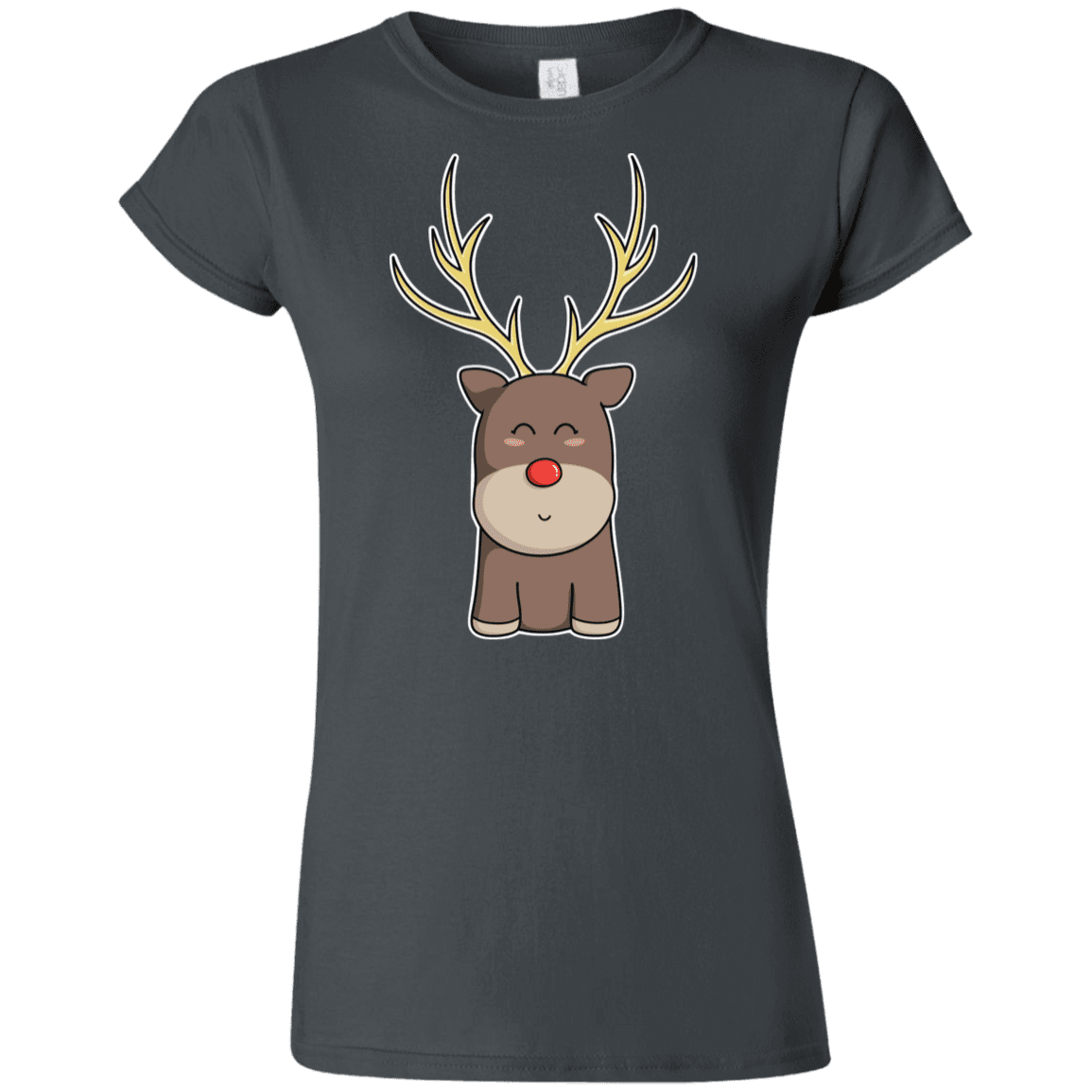 T-Shirts Charcoal / S Kawaii Christmas Reindeer Junior Slimmer-Fit T-Shirt