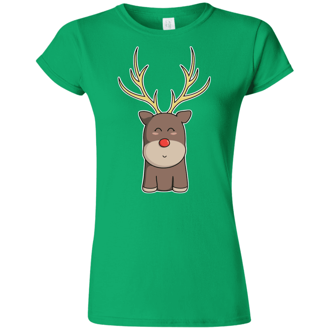 T-Shirts Irish Green / S Kawaii Christmas Reindeer Junior Slimmer-Fit T-Shirt