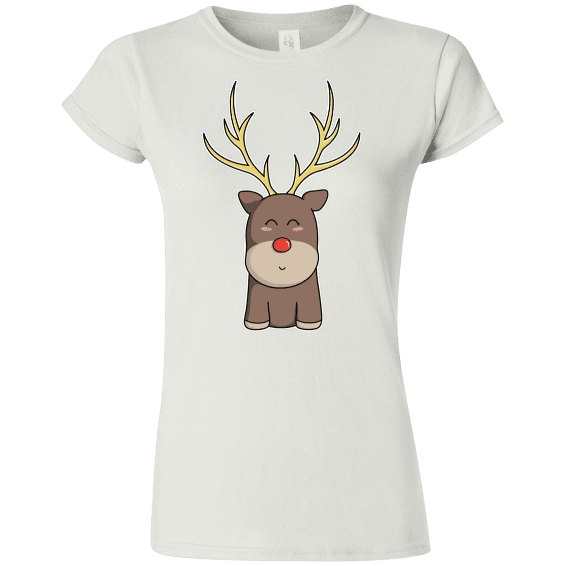 T-Shirts White / S Kawaii Christmas Reindeer Junior Slimmer-Fit T-Shirt