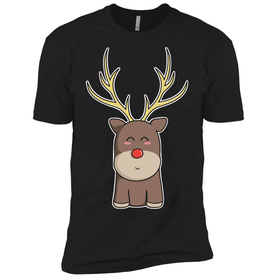 T-Shirts Black / X-Small Kawaii Christmas Reindeer Men's Premium T-Shirt