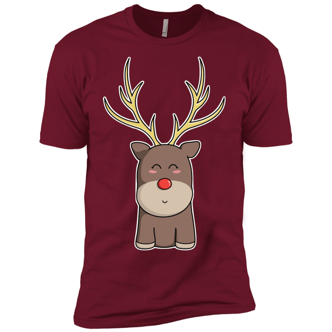 T-Shirts Cardinal / X-Small Kawaii Christmas Reindeer Men's Premium T-Shirt