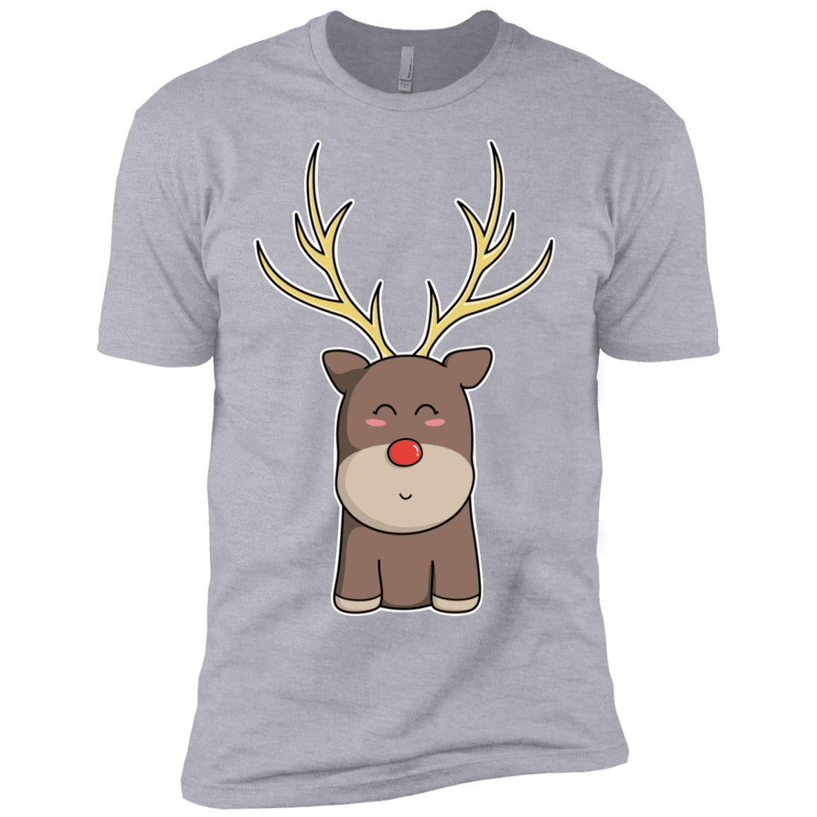 T-Shirts Heather Grey / X-Small Kawaii Christmas Reindeer Men's Premium T-Shirt