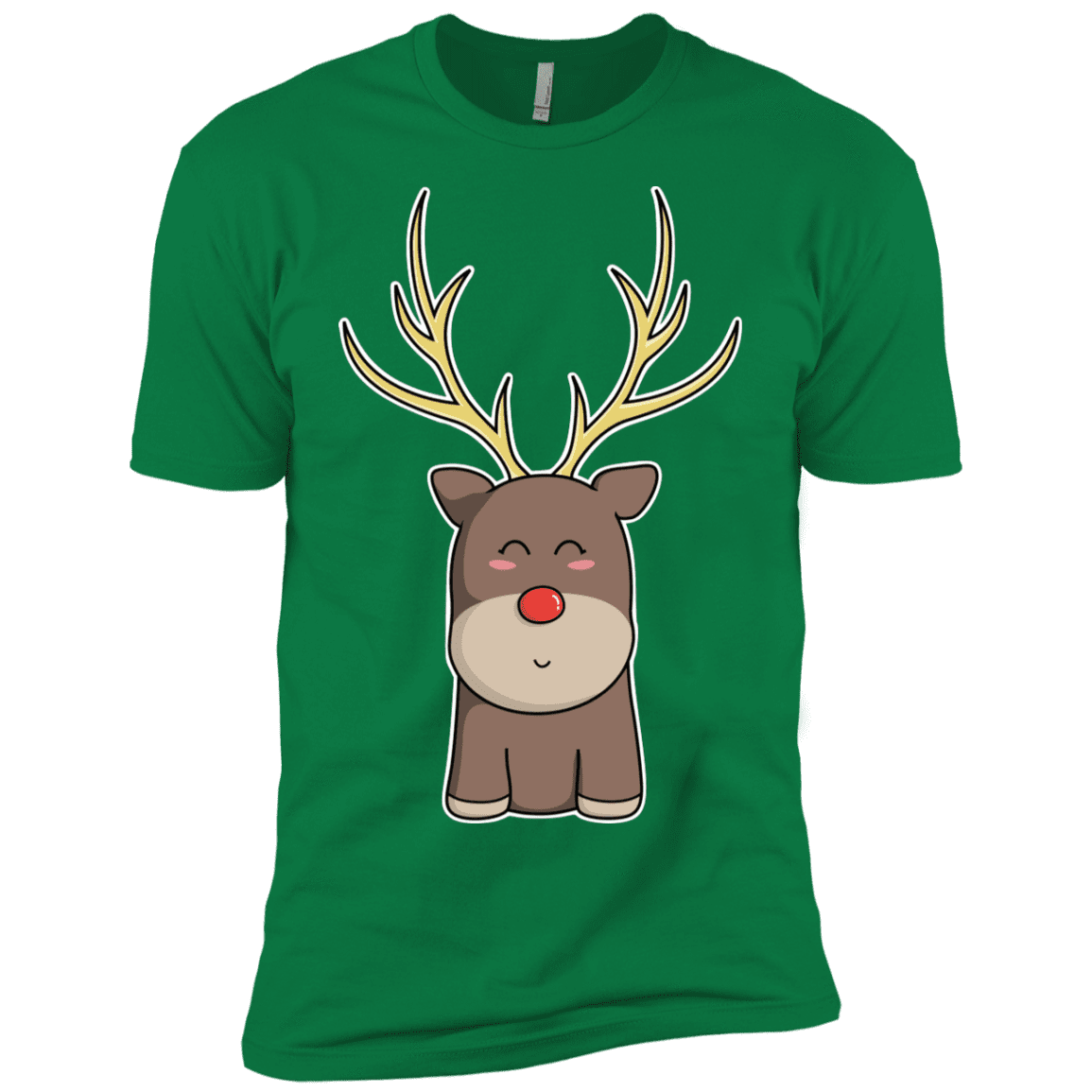 T-Shirts Kelly Green / X-Small Kawaii Christmas Reindeer Men's Premium T-Shirt