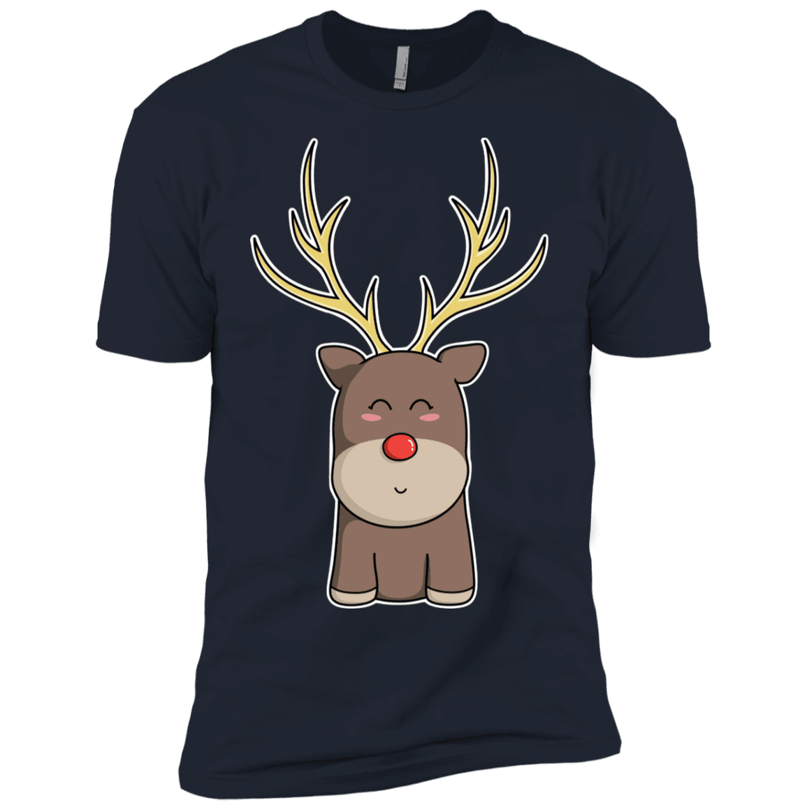 T-Shirts Midnight Navy / X-Small Kawaii Christmas Reindeer Men's Premium T-Shirt
