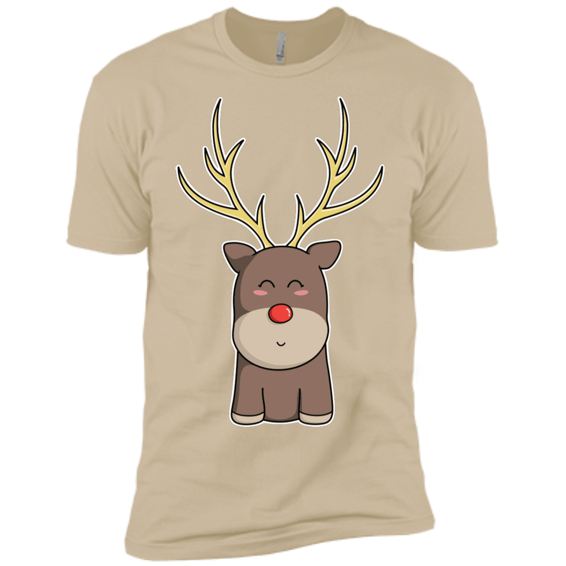 T-Shirts Sand / X-Small Kawaii Christmas Reindeer Men's Premium T-Shirt