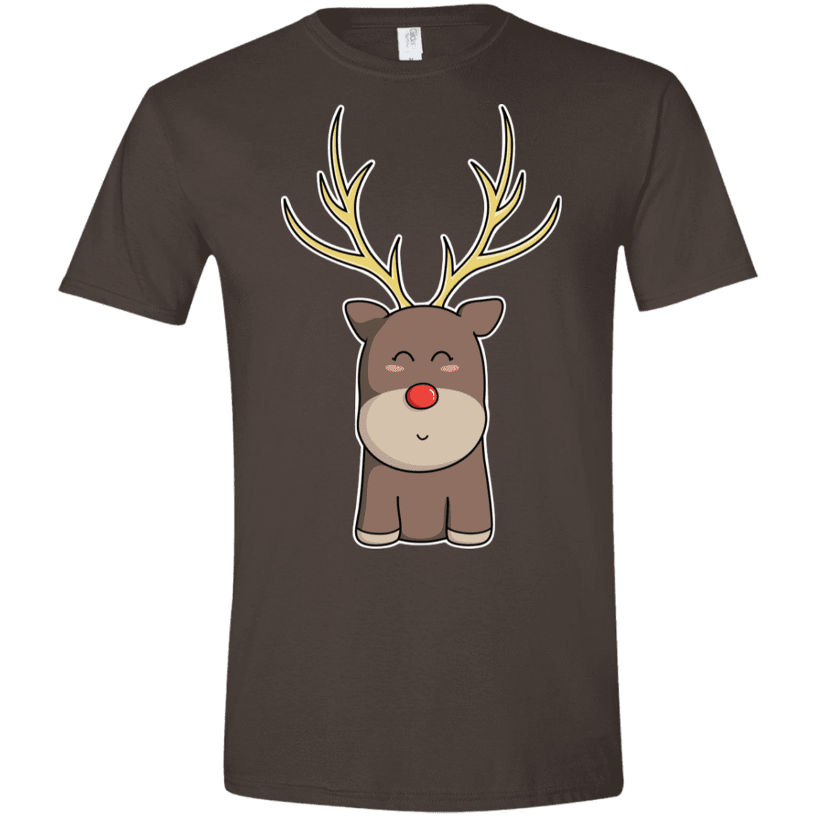 T-Shirts Dark Chocolate / S Kawaii Christmas Reindeer Men's Semi-Fitted Softstyle
