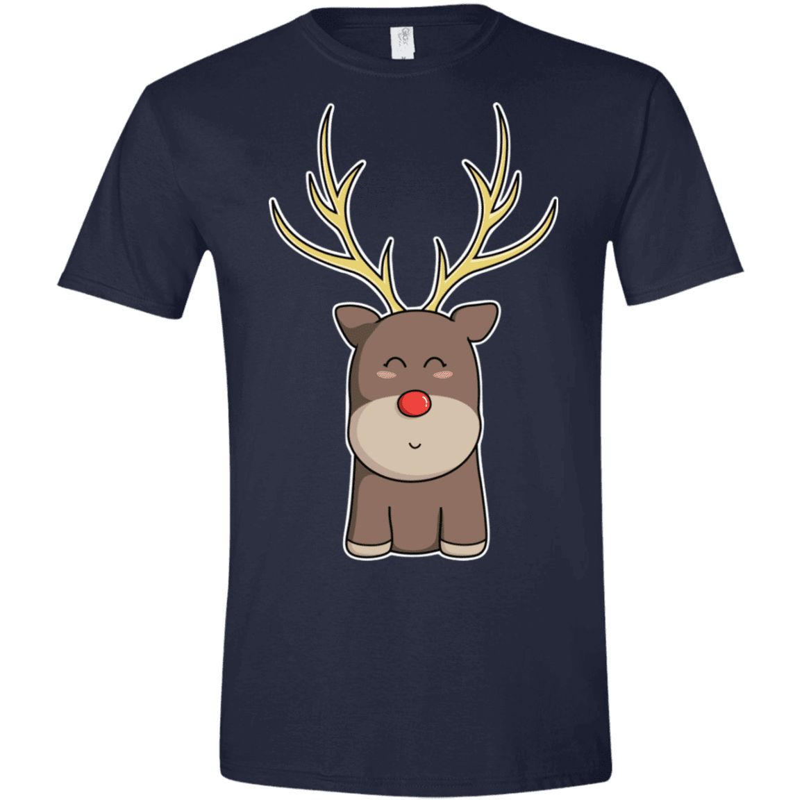 T-Shirts Navy / X-Small Kawaii Christmas Reindeer Men's Semi-Fitted Softstyle